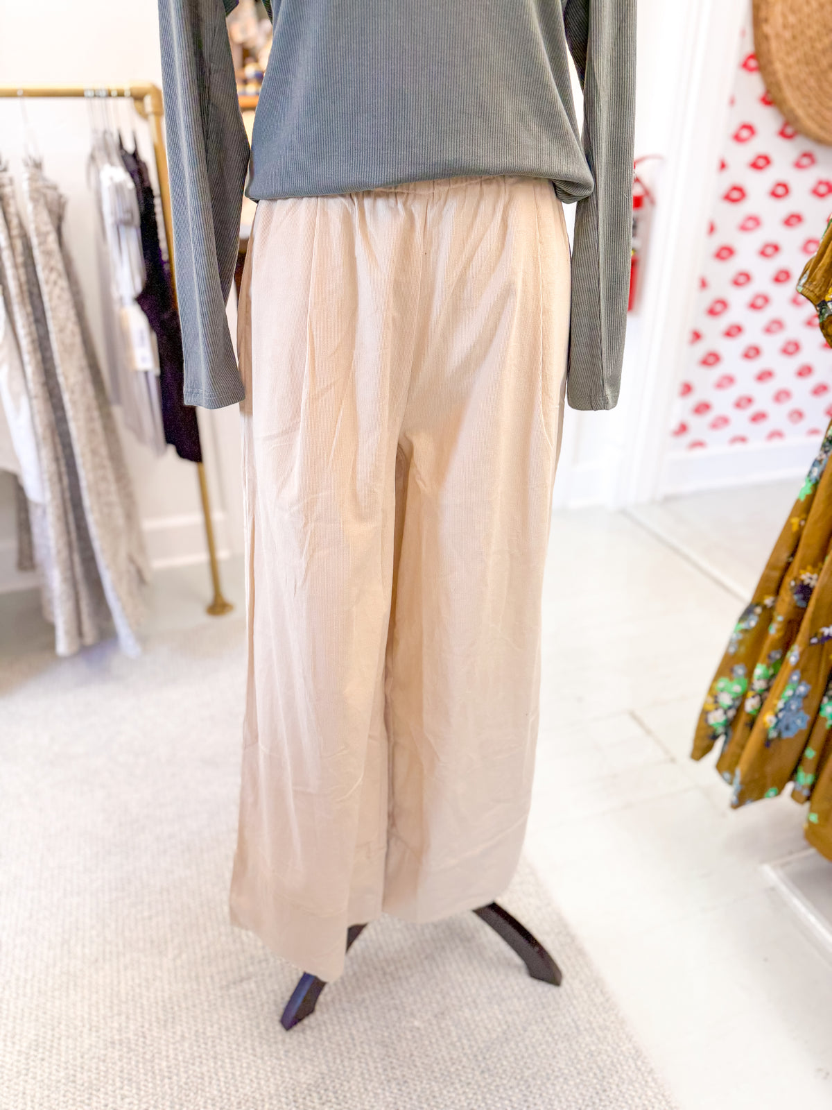 Corduroy Wide Leg Pant - Bone White