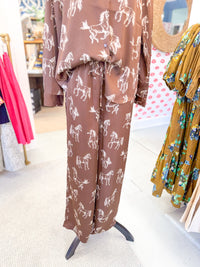Horse Print Satin Pant