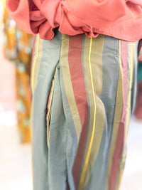 A-line Green Stripe Palazzo Pants