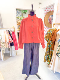 Pleated Pull On Trouser - Black Denim
