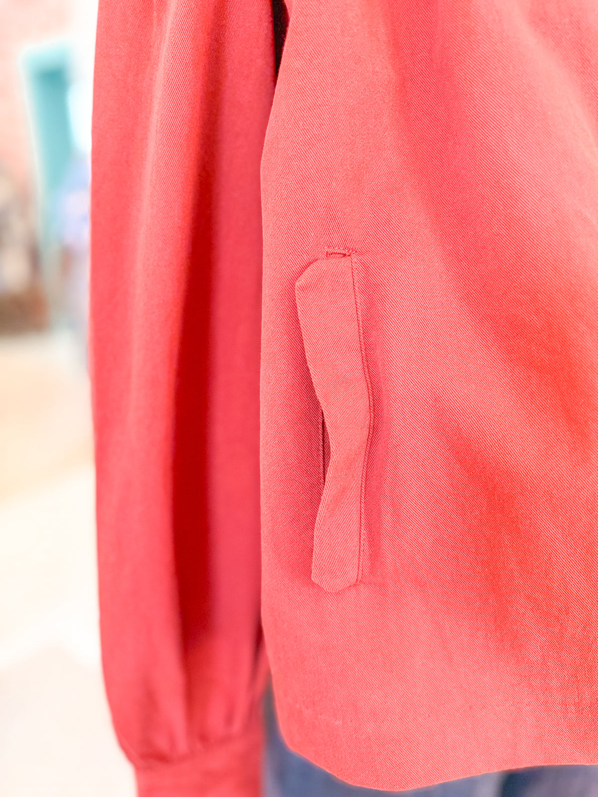 High Collar Button Down Jacket - Brick