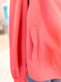 High Collar Button Down Jacket - Brick