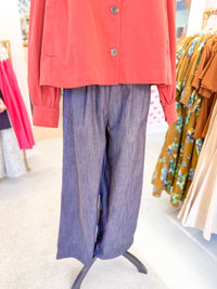 Pleated Pull On Trouser - Black Denim
