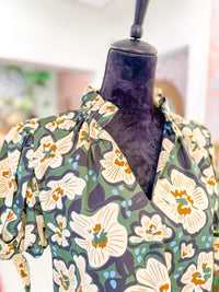 Floral Top with Bow Tie Sleeve