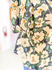 Floral Top with Bow Tie Sleeve