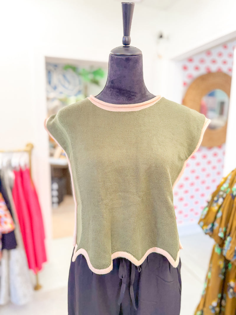 Knit Top with Trim Detail Top