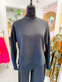 Crewneck Long Sleeve Top - Very Black