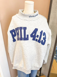 Philippians 4:13 Embroidered Mockneck Sweatshirt