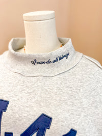 Philippians 4:13 Embroidered Mockneck Sweatshirt