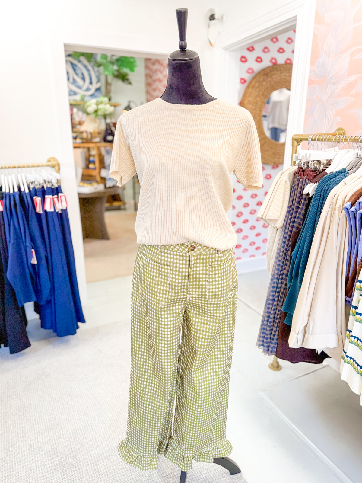 Checkered Pants - Olive