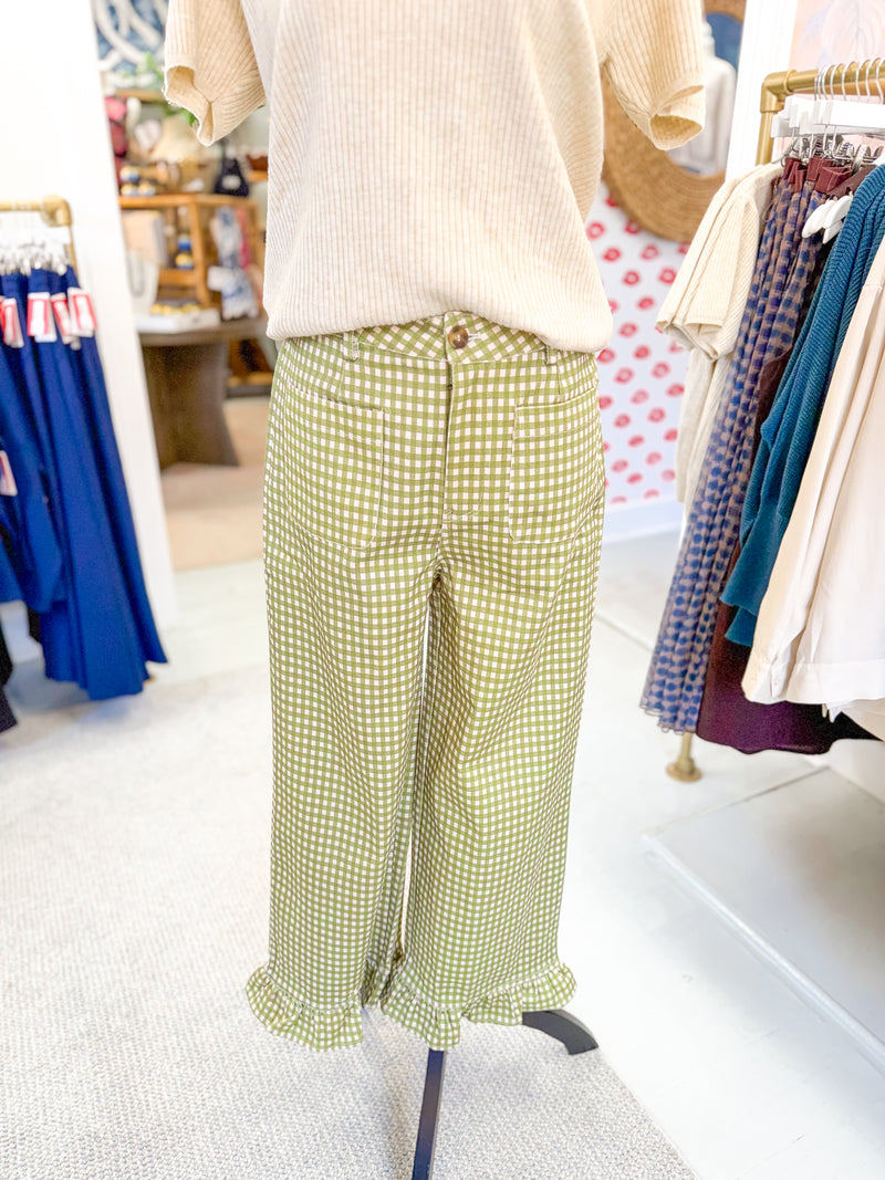 Checkered Pants - Olive