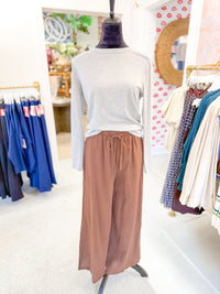 Subtle Gingham Wide Leg Pant - Rust Multi