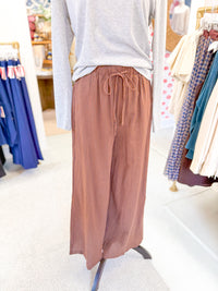 Subtle Gingham Wide Leg Pant - Rust Multi