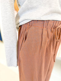 Subtle Gingham Wide Leg Pant - Rust Multi