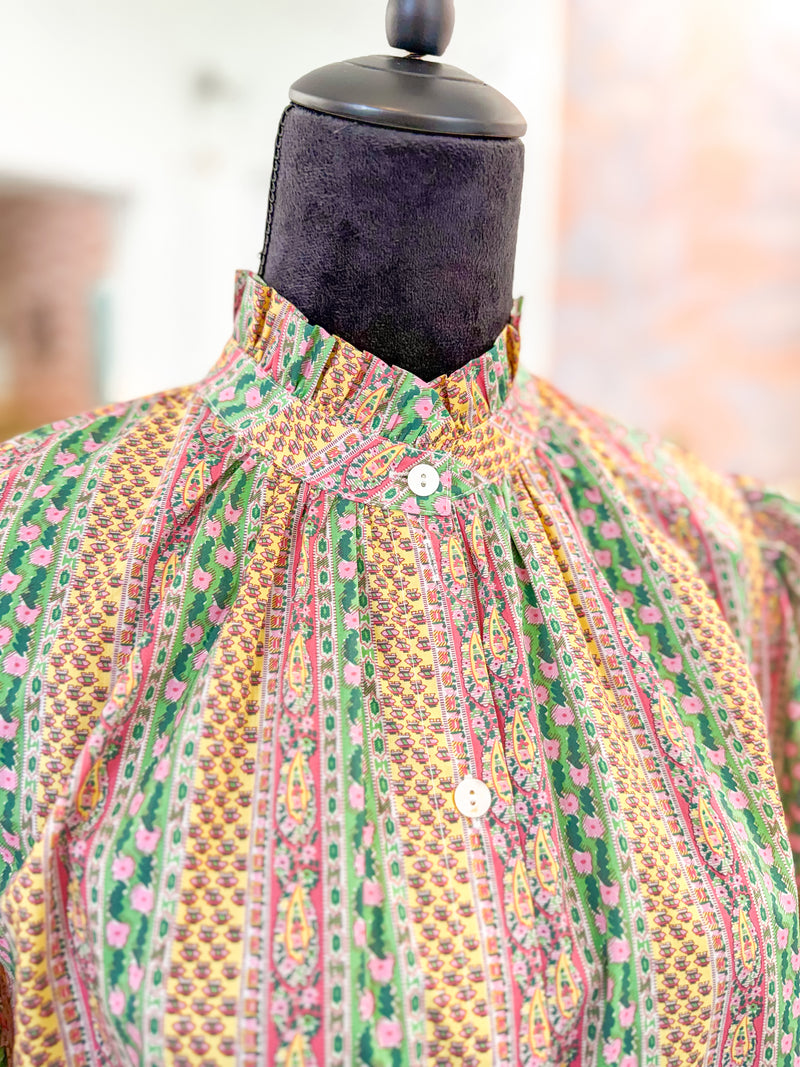 Floral Botanical Print Button Down Blouse