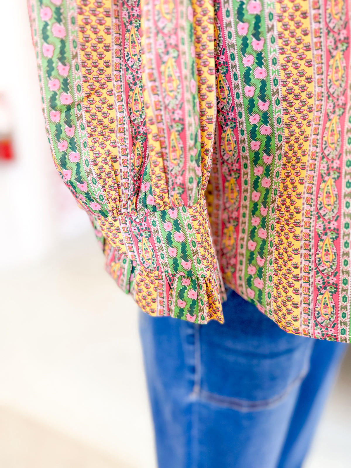 Floral Botanical Print Button Down Blouse