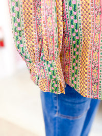 Floral Botanical Print Button Down Blouse