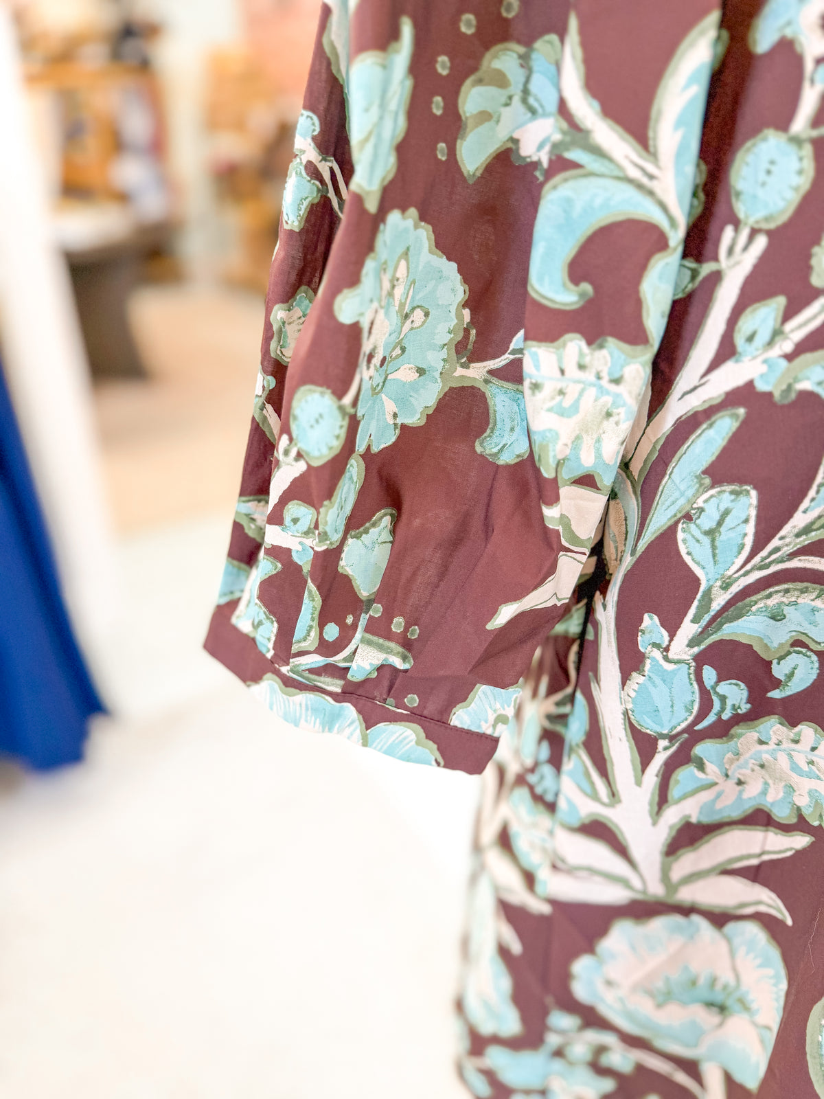 Chocolate and Blue Floral Mini Dress