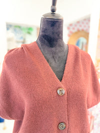Button Down Vest Cardigan Jacket - Burgundy