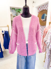 Cardigan with Pocket - Pink