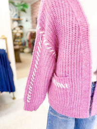 Cardigan with Pocket - Pink