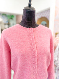 Button Down Long Sleeve Cardigan - Pink