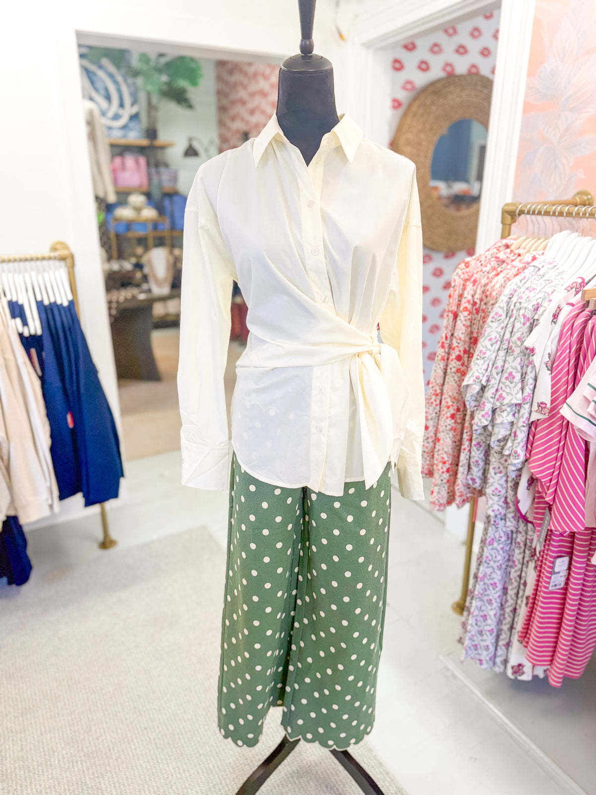 Olive Polka Dot Pant