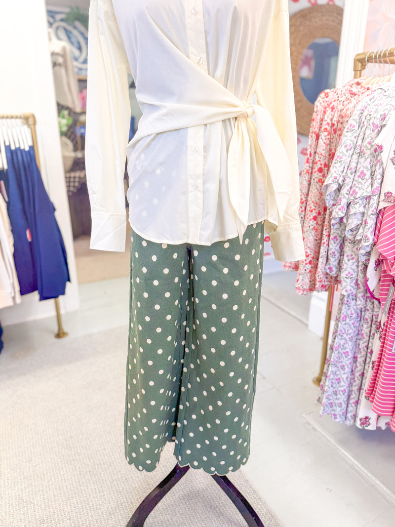 Olive Polka Dot Pant