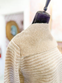 Striped Pullover Sweater with Attached Scarf