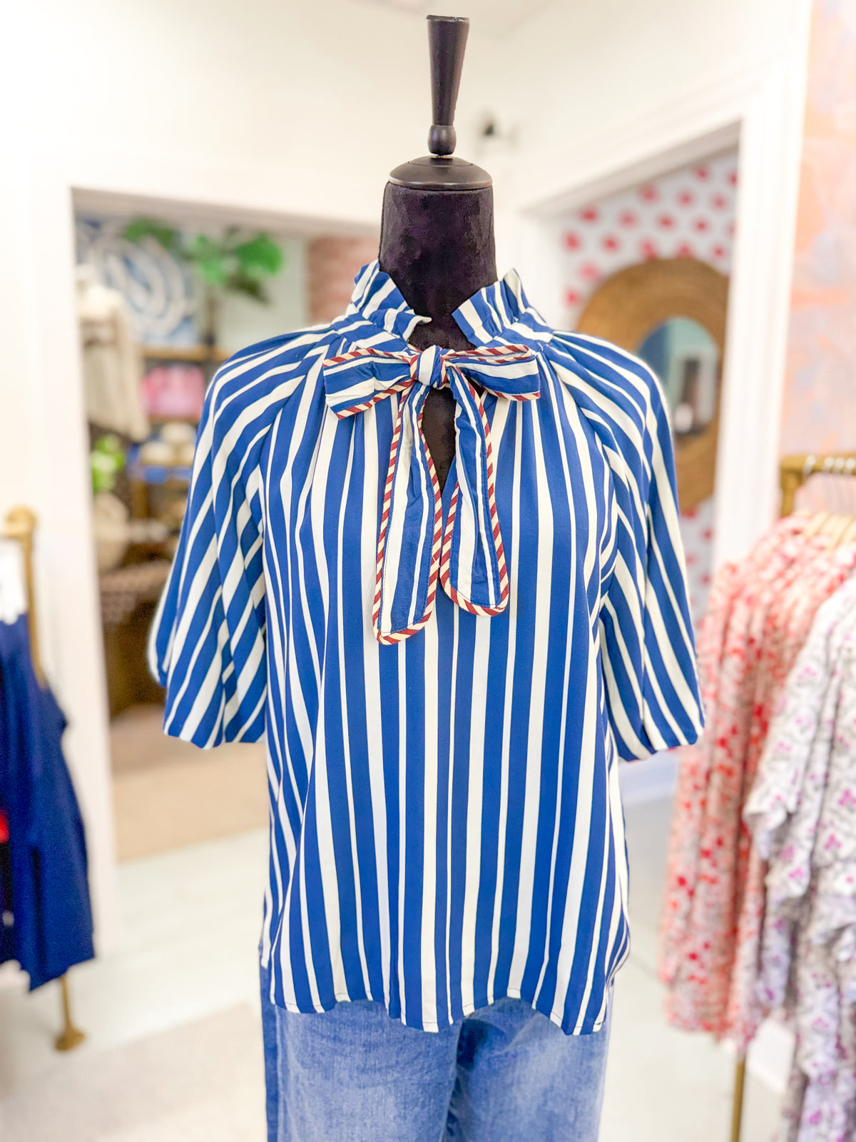 Stripe Tie Front Top