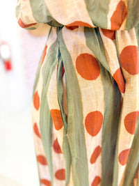 Printed Sleeveless Midi Dress - Olive