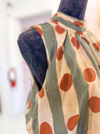 Printed Sleeveless Midi Dress - Olive
