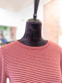 Striped Long Sleeve Top - Burgundy