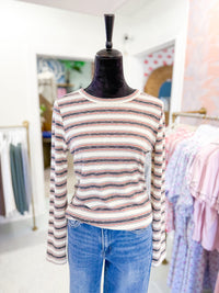 Hacci Striped Long Sleeve Top