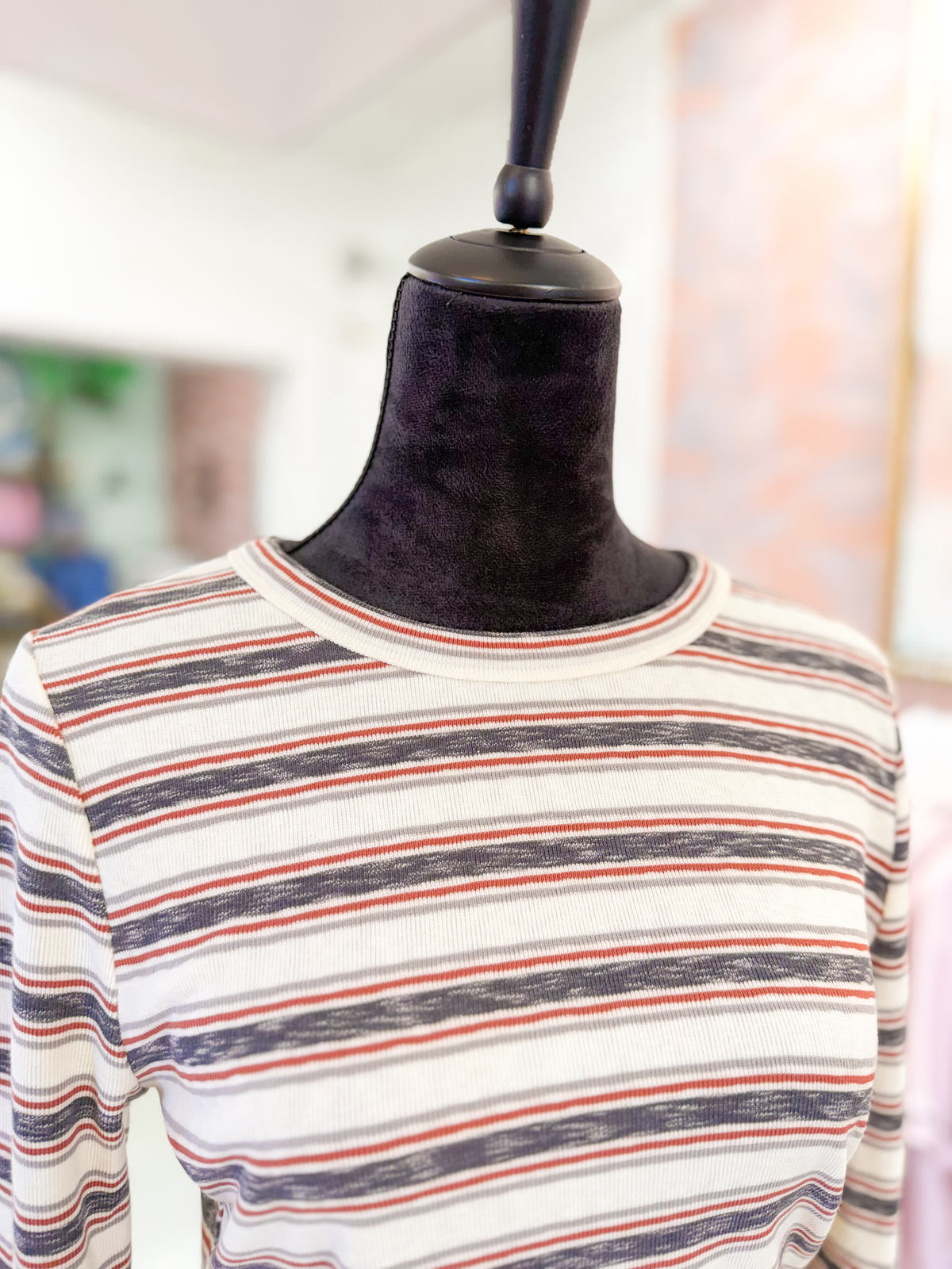 Hacci Striped Long Sleeve Top