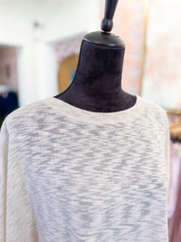 Boat Neckline Wide Dolman Sleeves Top - Cream