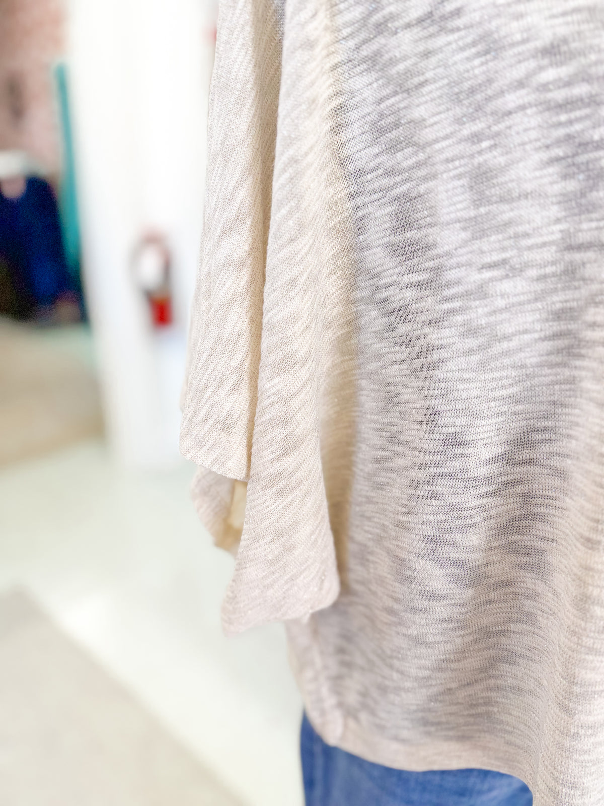 Boat Neckline Wide Dolman Sleeves Top - Cream