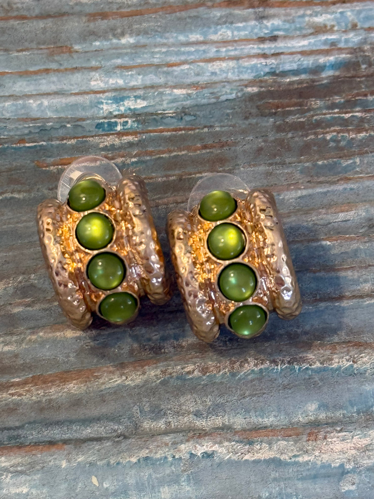 Olive Stone Sculptural Earrings