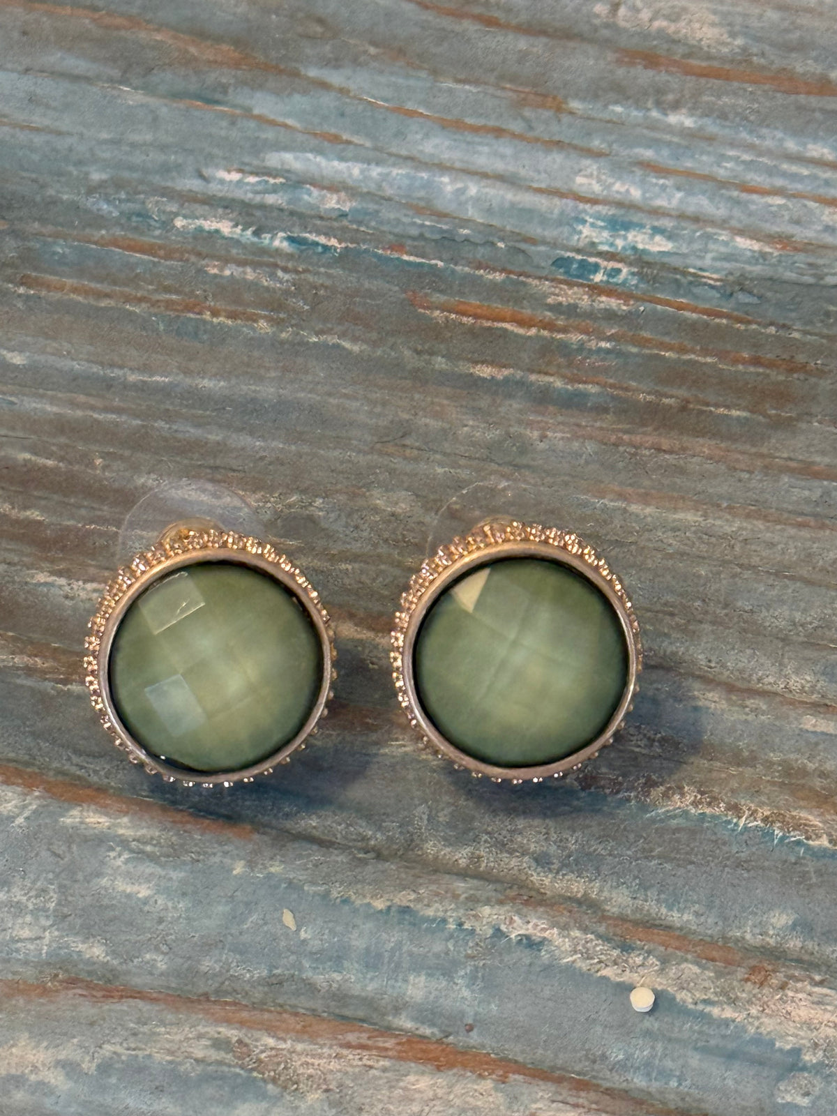Green Stone Stud Earrings