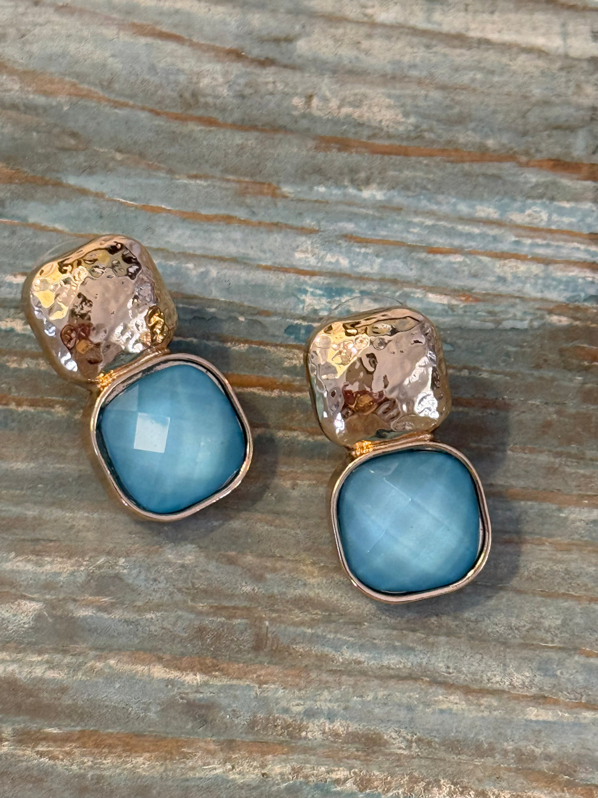 Sky Blue Stone Drop Earrings