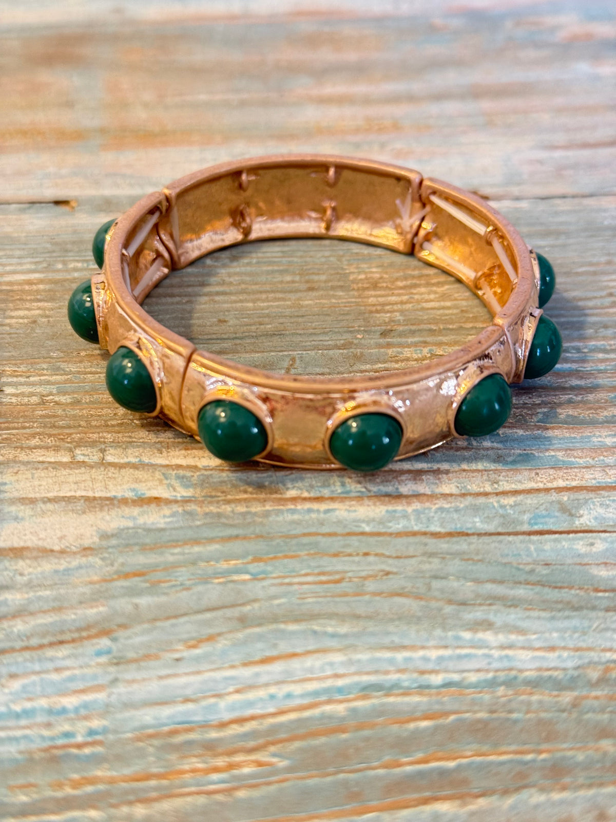 Green Stone Stretch Bracelet