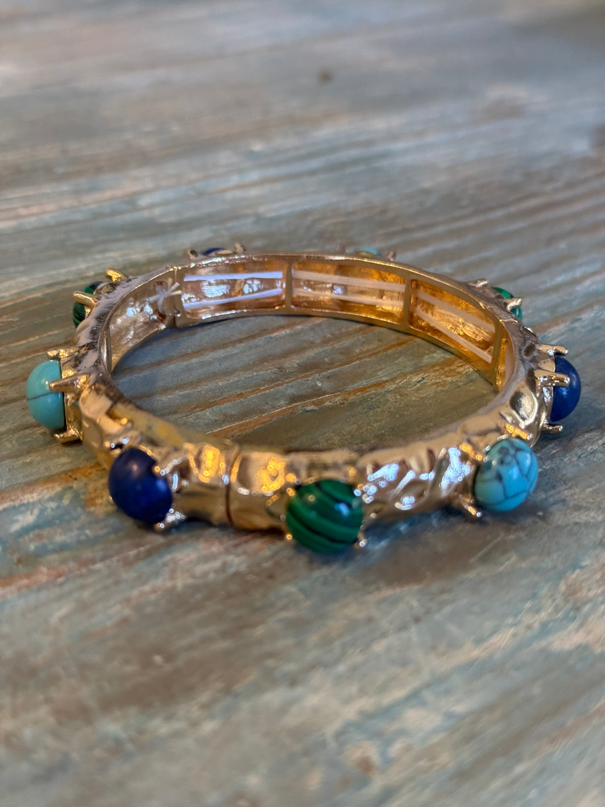 Multi Stone Gold Stretch Bracelet