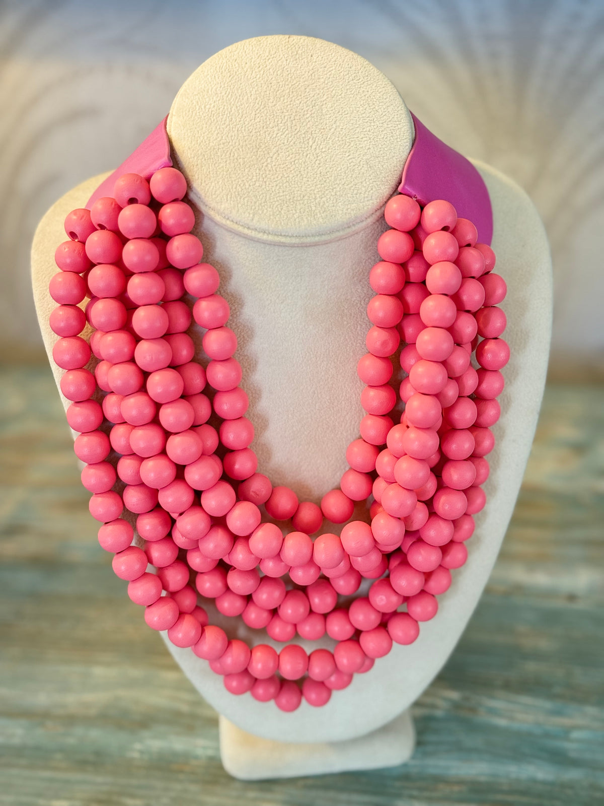 Pink Multi-Strand Beaded Necklace