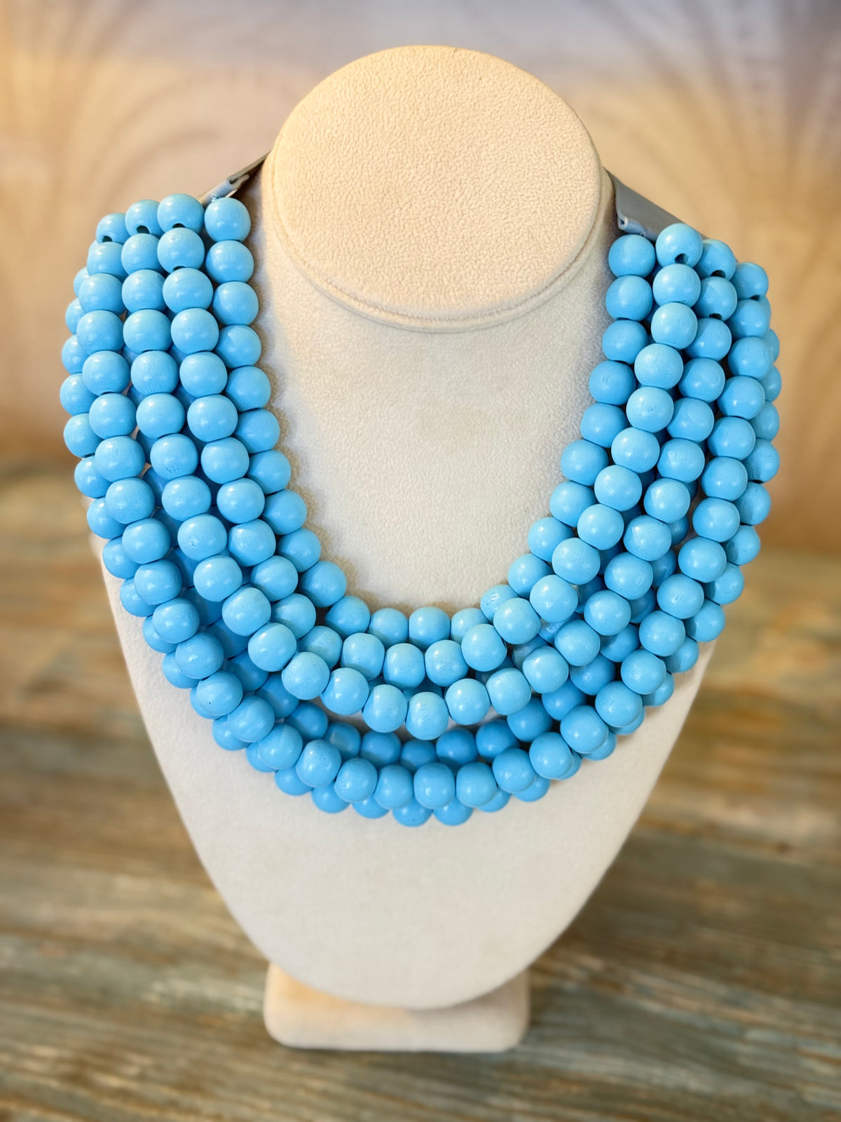 Sky Blue Multi-Strand Beaded Necklace