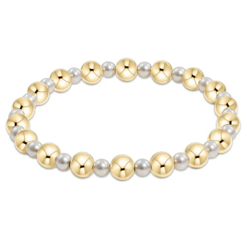 Pearl Grateful Pattern Gold Bracelet - 6mm