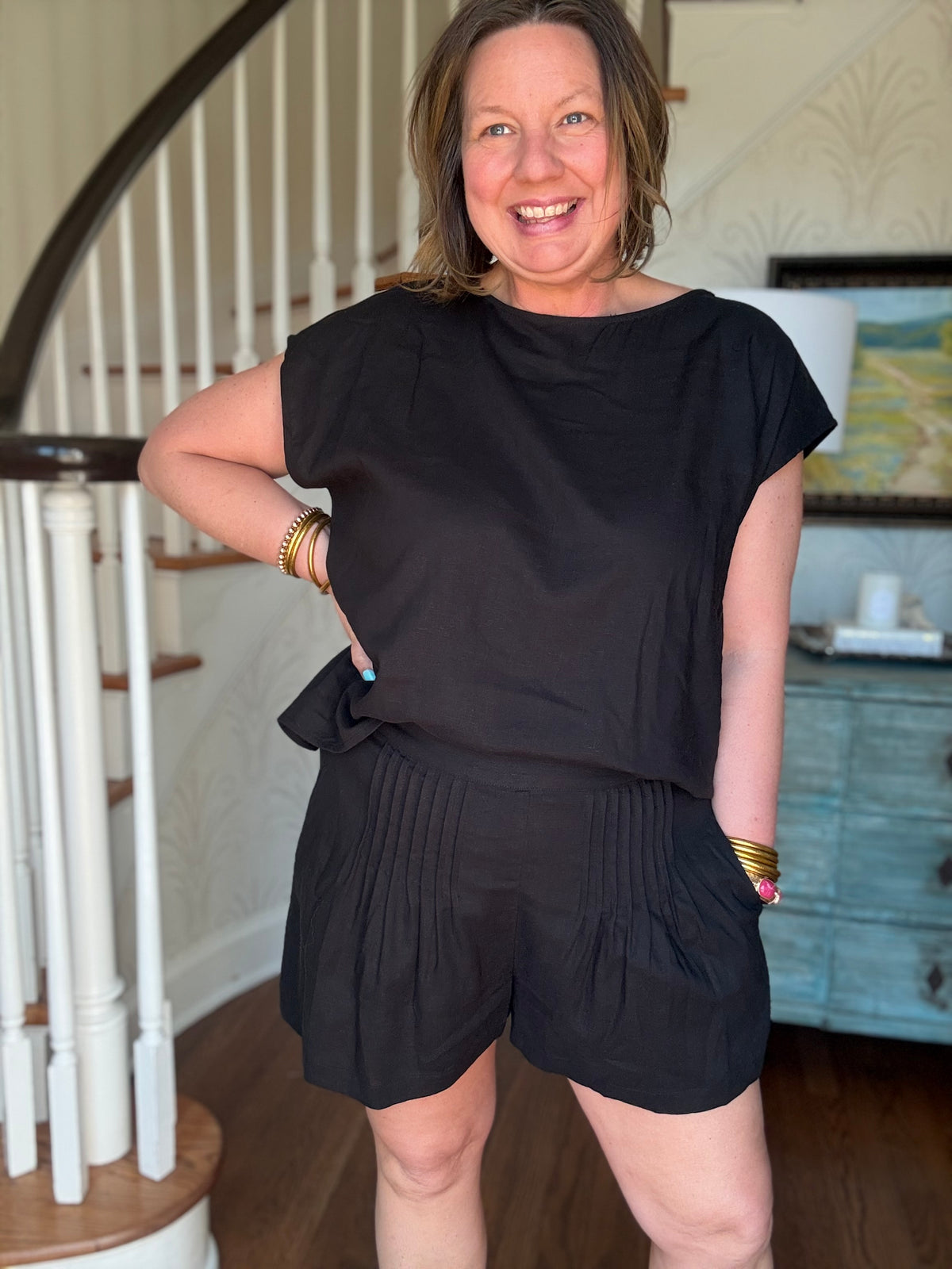 Classic Black Soft Pleated Short