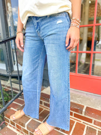 Olivia Mid Rise Wide Leg Jeans - Medium Wash