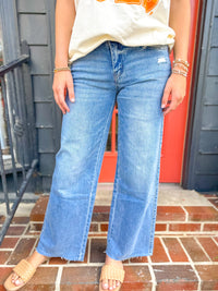 Olivia Mid Rise Wide Leg Jeans - Medium Wash