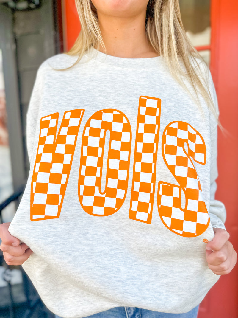 The Clandestine Underground - Tennessee VOLS, Checkerboard Oversized 90's Sweatshirt