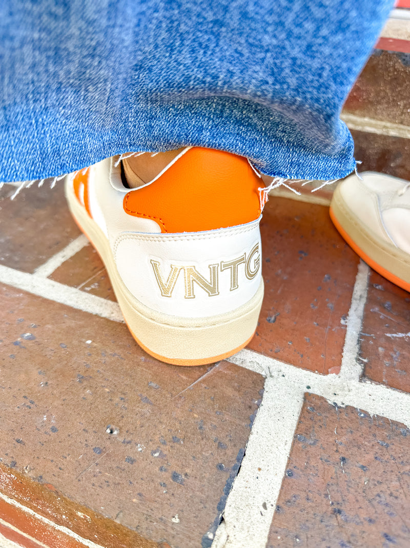 Orange and White Low Tops with Strap